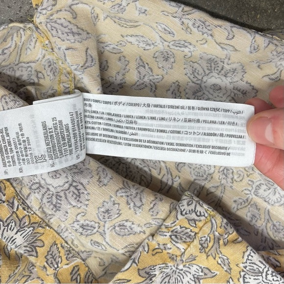 Abercrombie & Fitch Linen Blend Floral Print Button Up Shirt - Picture 8 of 8